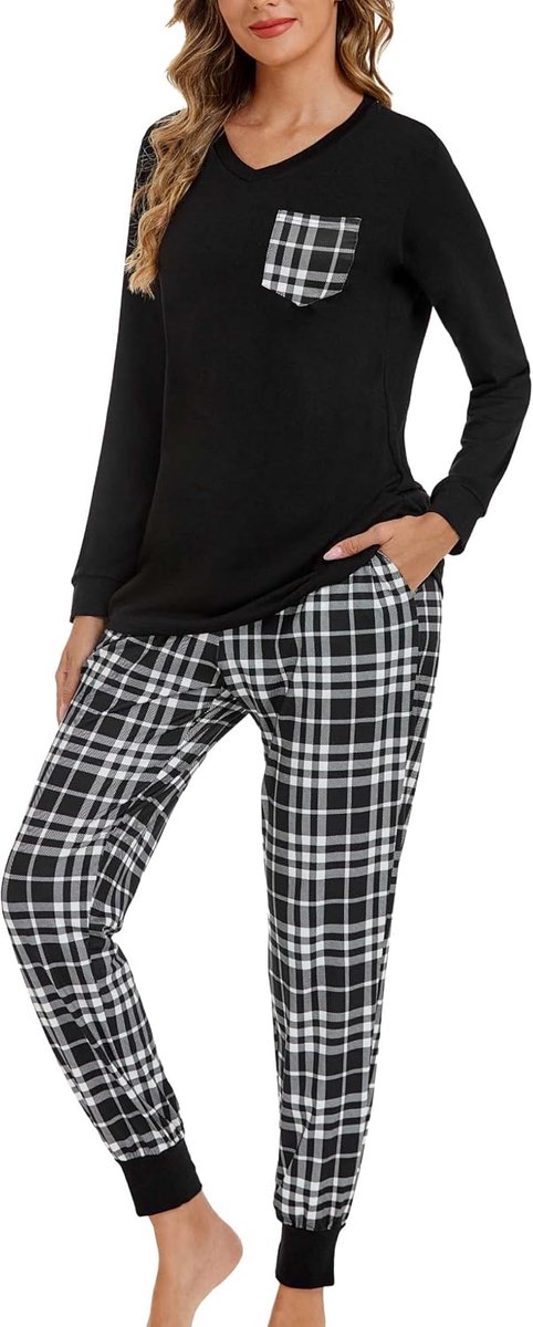 Pyjama voor dames, lange mouwen, winter, lang, tweedelig, voor de winter, voor dames, lange mouwen, nachtkleding met broek