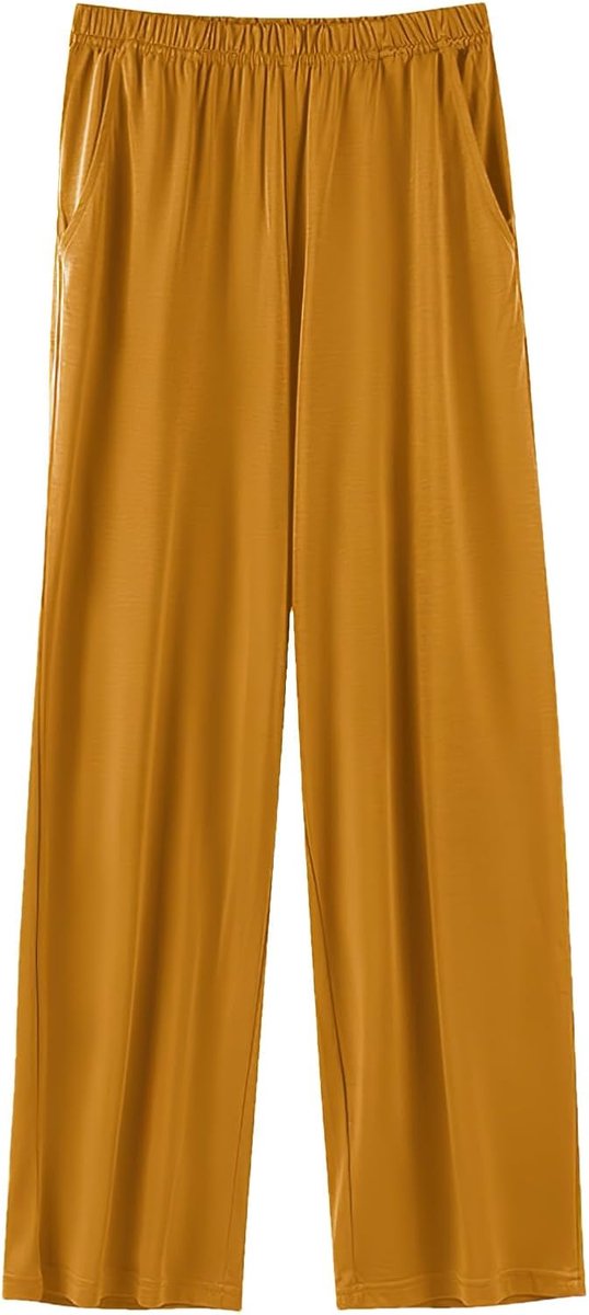 Pyjamabroek voor dames, pyjamabroek met brede pijpen, zachte lichte slaapbroek, vrijetijdsbroek met zakken (S-5XL)