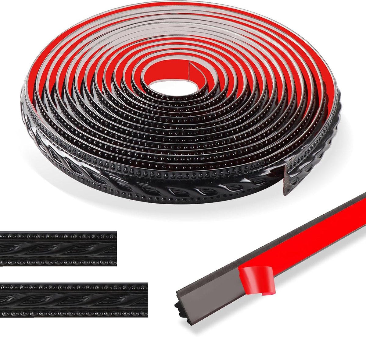 600cm Coving voor Plafonds Vintage Patroon 3D - Flexibele Behangstrook Zelfklevend, Waterdicht Sierlijst, Zelfklevende Lijst Ideaal voor Deur, Kast, Huisdecoratie (2cm-Zwart)
