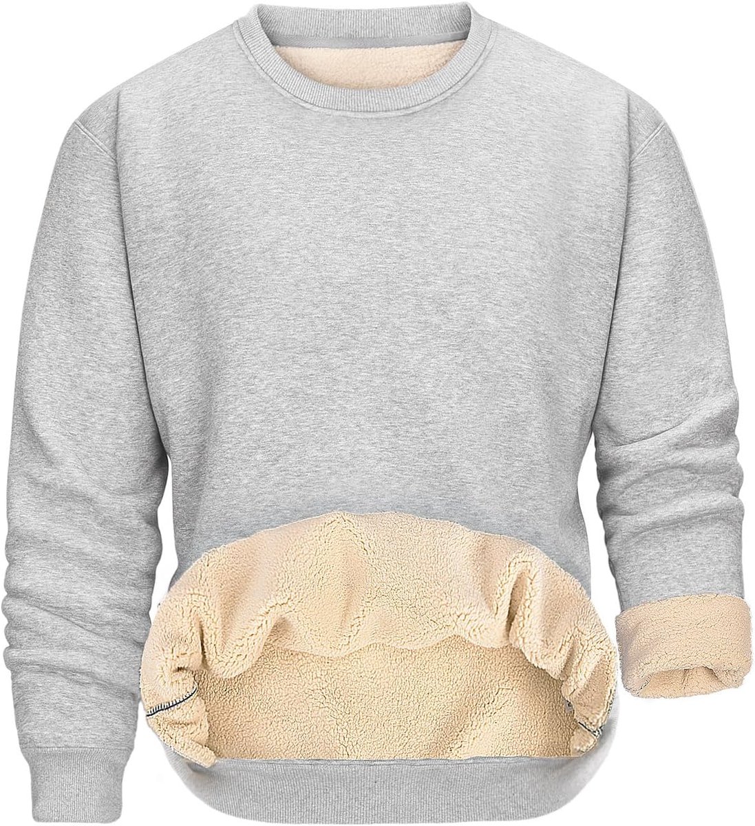 Sweatshirt zonder capuchon, fleece sweatshirt voor heren, klassiek, ronde hals, warm, sweatshirt met lange mouwen, effen, casual, sportief, trui, bovenstuk, wintersweater