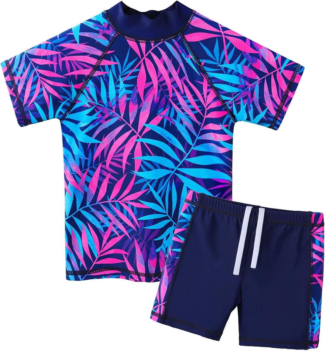 Badpak voor meisjes, tweedelig badpak, stofprint, korte mouwen + broekrok, badkleding, zwempak