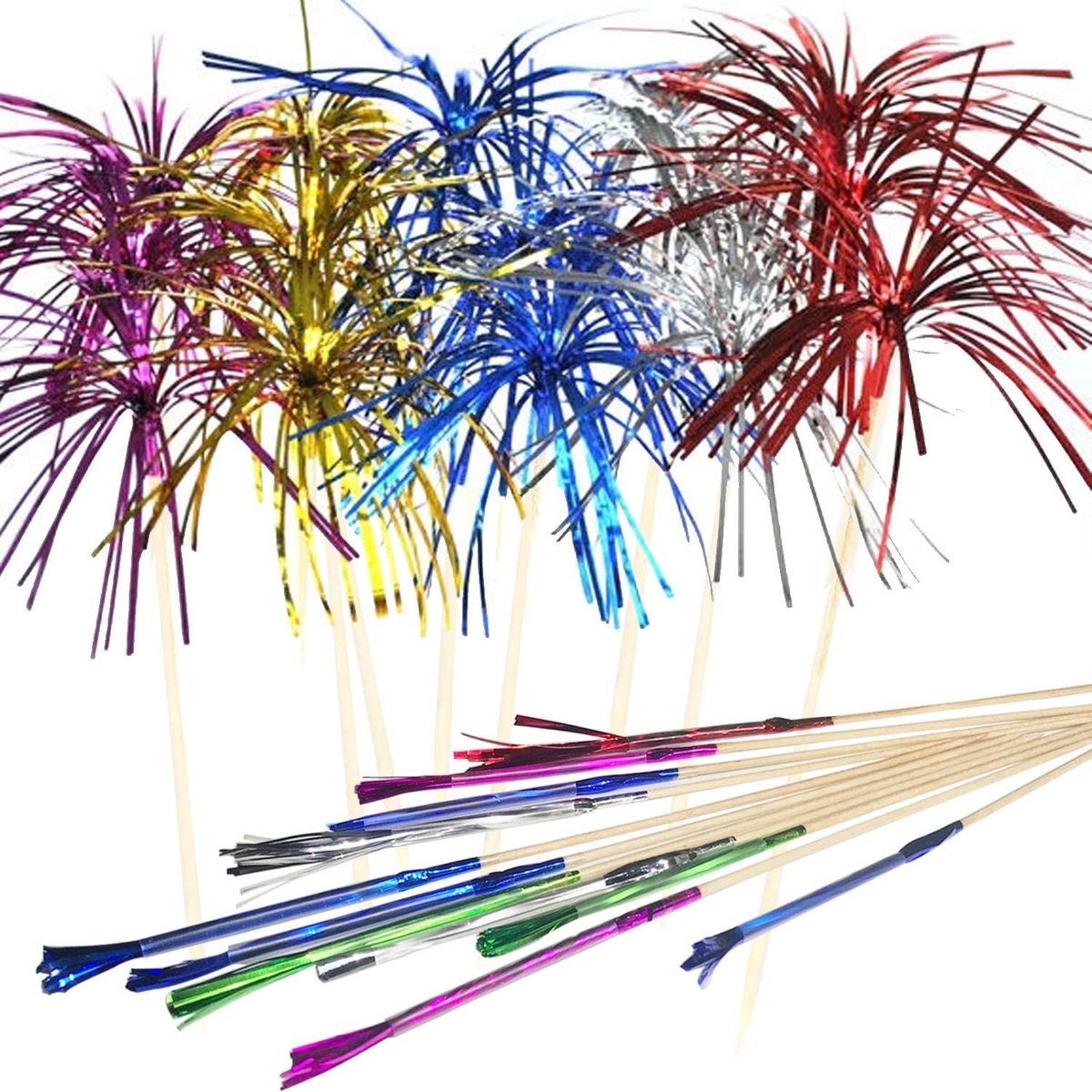 120 stuks cocktailpicks vuurwerk party picks vuurwerk taart topper, sandwich cocktail picks, tandenstokers voor taartdecoratie, feestbenodigdheden, kerstdecoratie