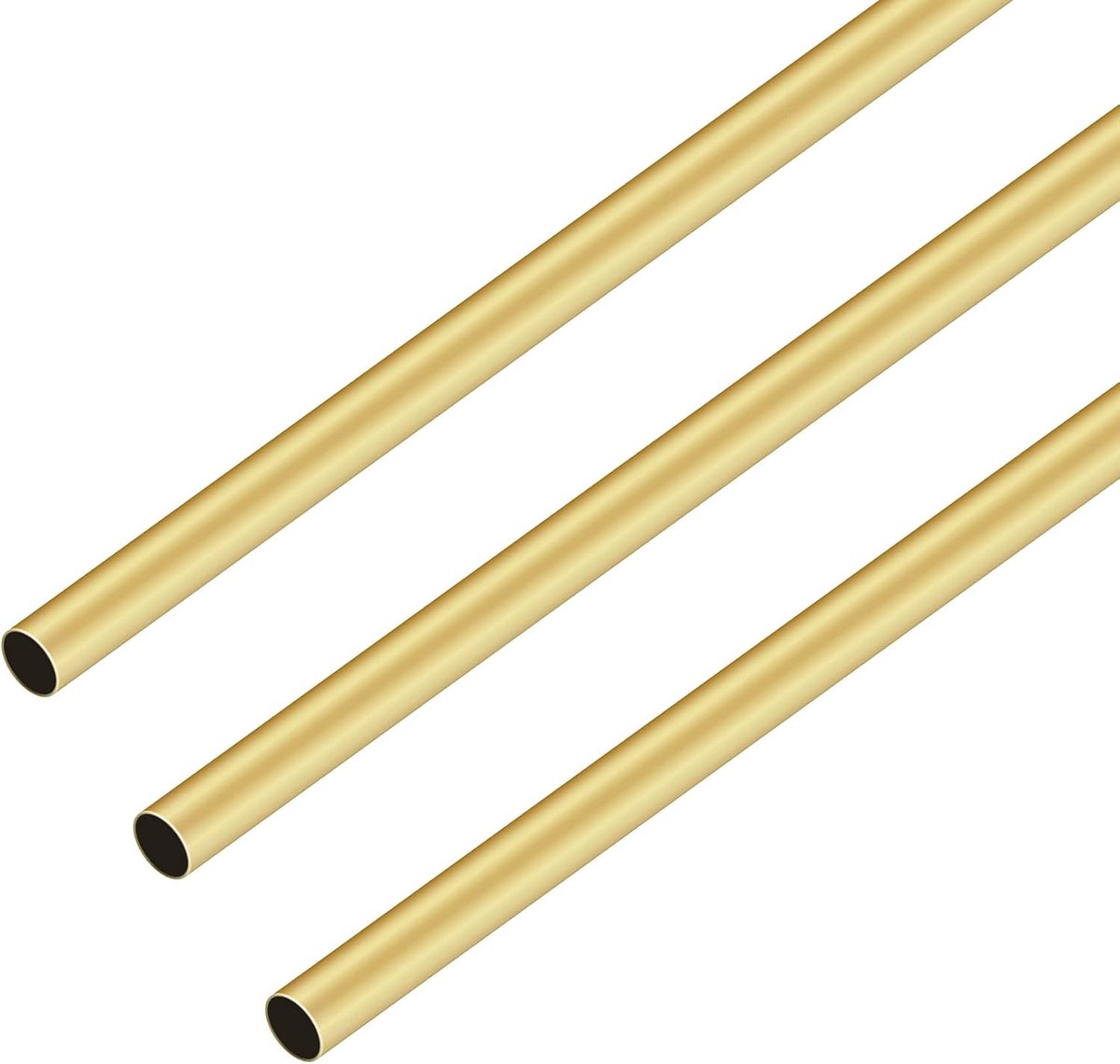 Buizen van messing, 300 mm lengte, 6 mm buitendiameter x 0,3 mm wanddikte, naadloze, rechte messingbuizen voor knutselwerk, 3 stuks