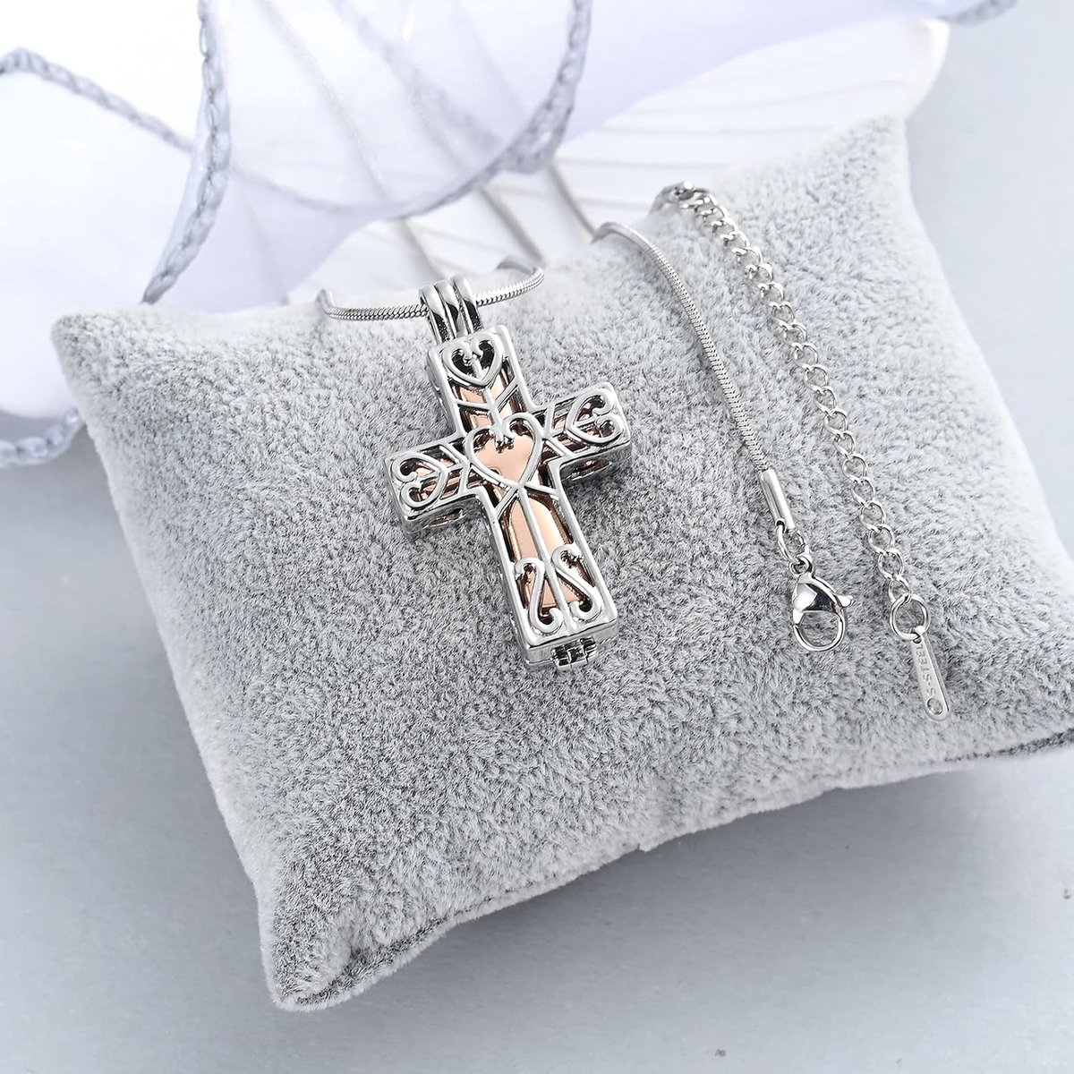Urnhalsketting voor dames en heren, kruis, cilinder, crematie, sieraad voor as, geliefden, gedenkwaardige keepsake