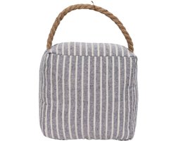 Luance Deurstopper Kubus - blauw gestreept - stof - 1 kilo - D10 x 23 cm