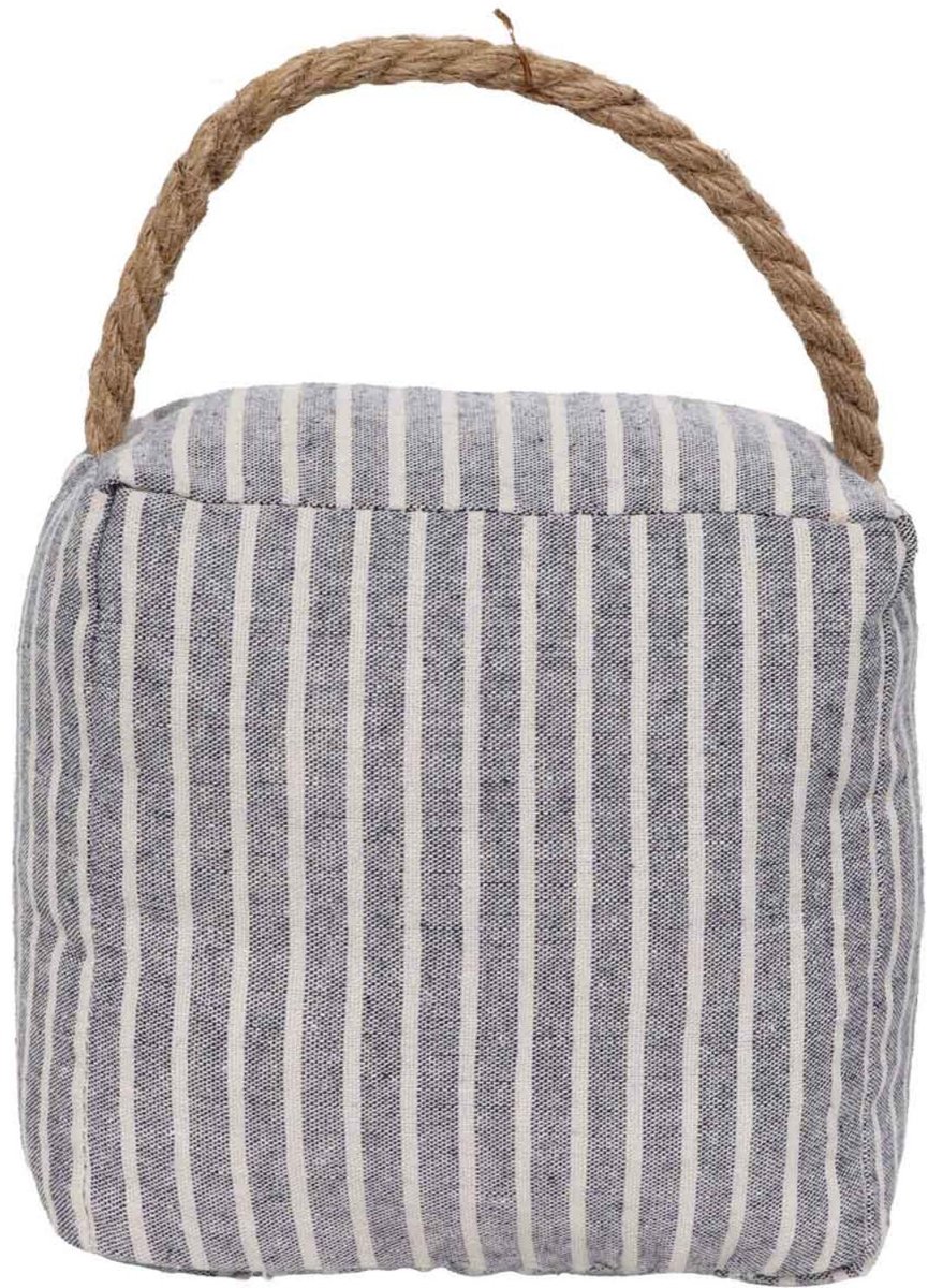 Luance Deurstopper Kubus - blauw gestreept - stof - 1 kilo - D10 x 23 cm