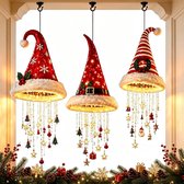 Kerst Hanglamp Pakket - 3 stuks - Kerstmuts Vormige Sfeerlamp met Warm LED Licht en Hangende Sterren - Geschenk - voor Woonkamer en Feestdagen