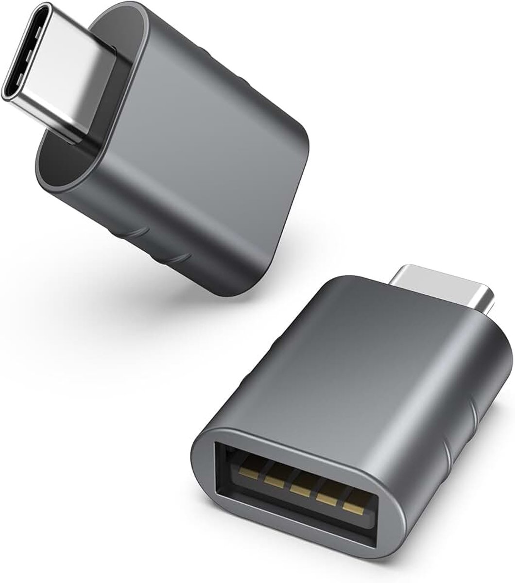 Adapter (2 stuks), USB-C Male naar USB 3.0 Vrouwelijke Adapter Compatibel met MacBook Pro na 2016, MacBook Air na 2018, Dell XPS en meer Type C of Thunderbolt 3-apparaten