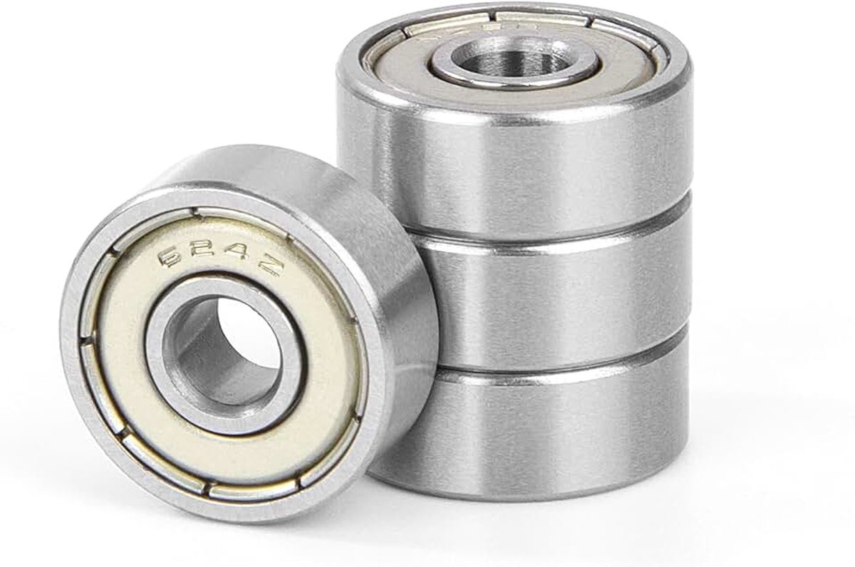 624ZZ Kogellagers 4x13x5mm Verchroomd Staal en Voorgesmeerd, 624-2Z Miniatuur Metalen Kogellager met Dubbele Afdichting, voor Skateboards, Scooters, Schaatsen