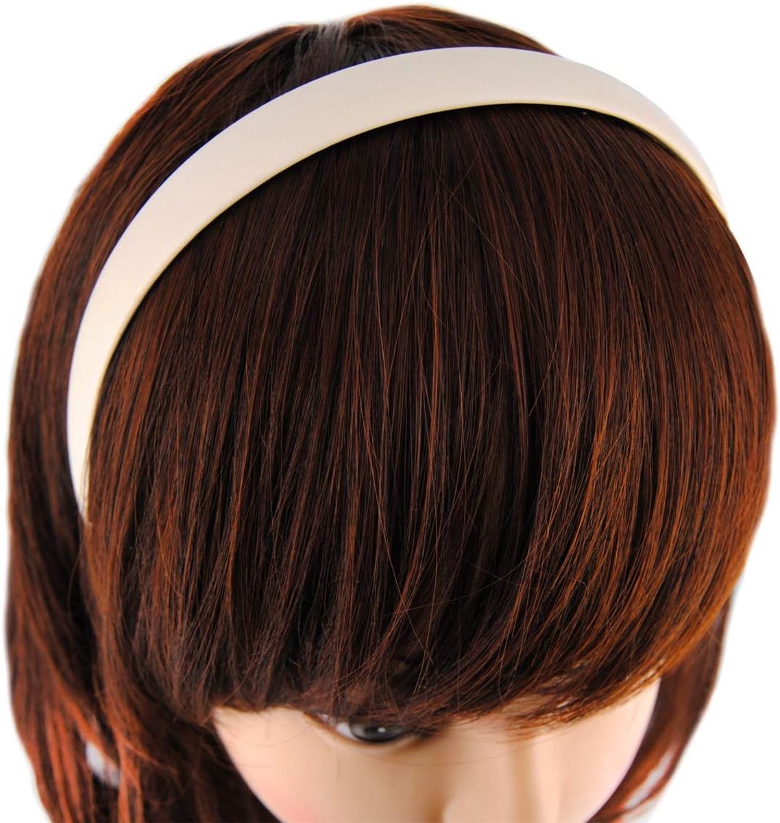 Axy Haarband Classic Vintage Leren haarband Leather Hair Band HR27CS (crème wit)