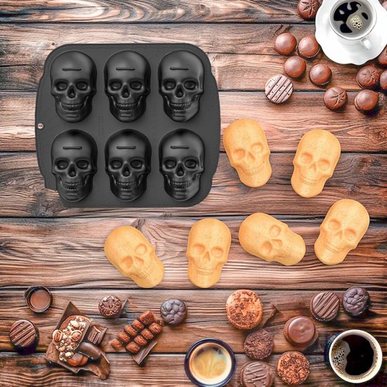 Mallen Halloween bakvorm skelet taartvorm siliconen taartbakvorm Halloween mousse zeep doodskop ijsblokjesvorm motief bakvormen 3D — afbeelding 2