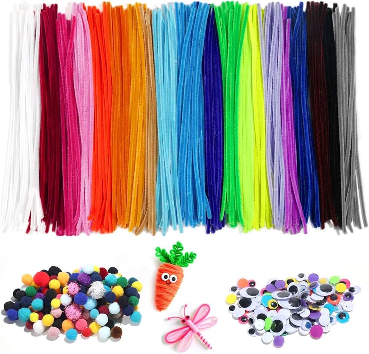 600 stuks Pijpenragers voor knutselactiviteiten, 30 cm, meerdere kleuren, pluizige staafjes, knutselaccessoires, kunst en handwerk, voor creatieve handgemaakte decoraties, 20 kleuren