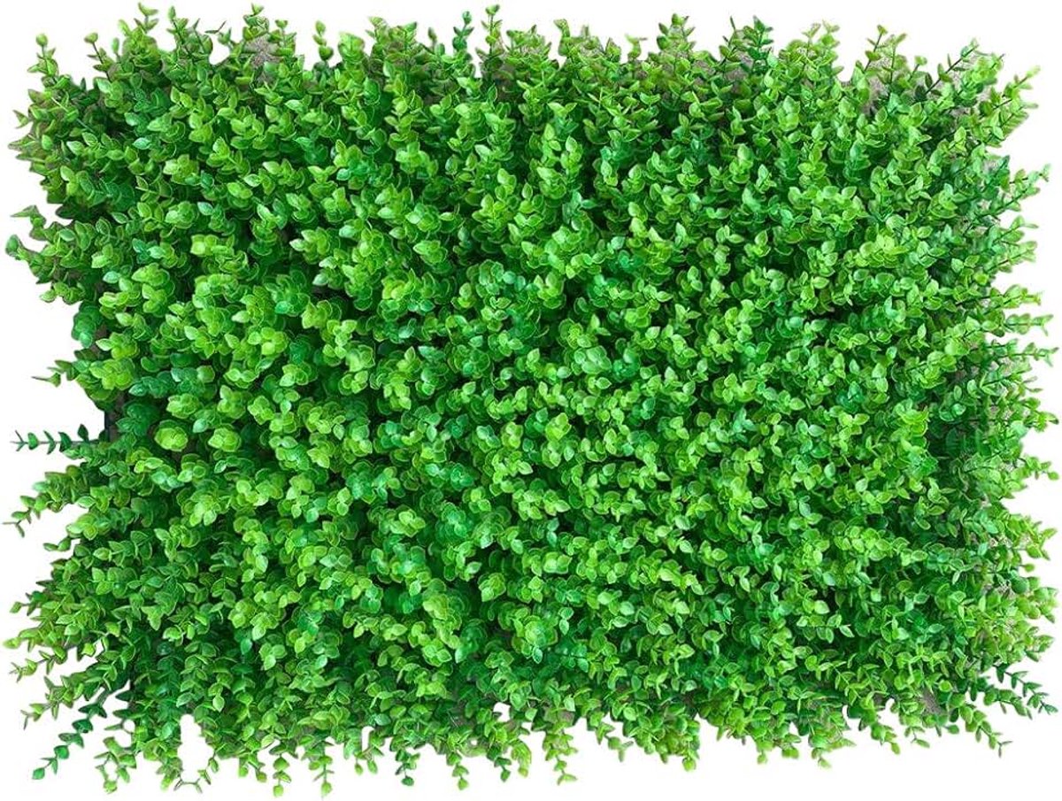 Kunstplantenwand, buxusboom, mat, wand, heg, decoratie, tuin, omheining, paneel, gras, PE, inkijkbescherming, kunstplanten, graswand, 60 x 40 x 4 cm