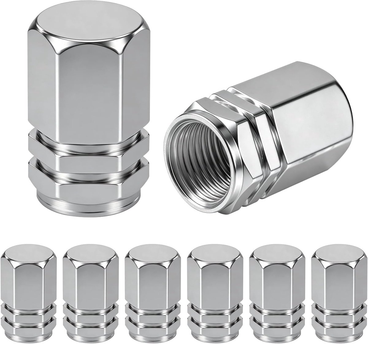 Ventieldoppen auto zilver, universele autoventieldop aluminium