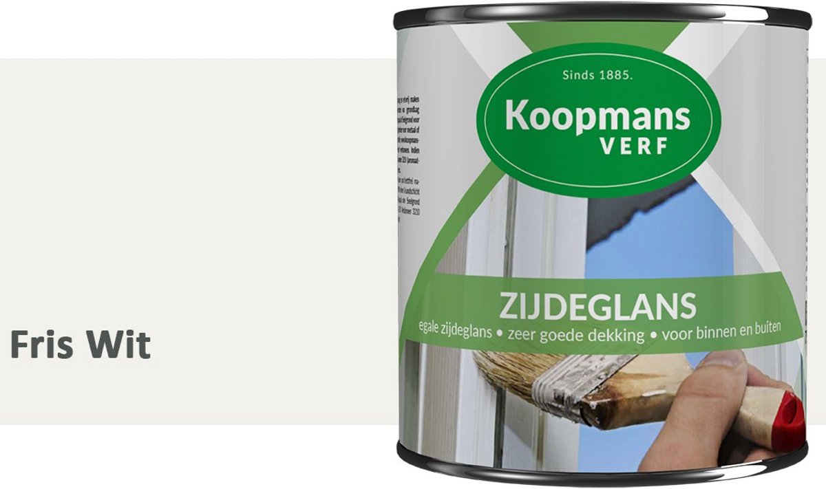Koopmans Zijdeglans Lakverf – Binnen & Buiten – Kras- en Stootvast – Hoge Dekkracht – Voor Hout, Deuren en Kozijnen – Fris Wit – 375 ml