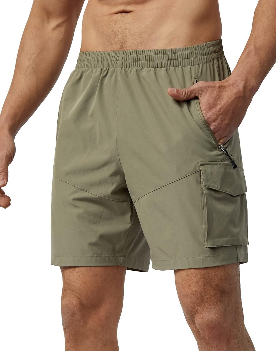 Shorts voor heren, lichtgewicht, sneldrogend, atletische shorts met meerdere zakken voor training, golf, camping, casual