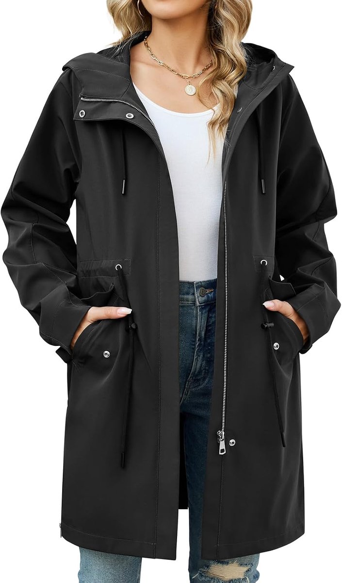 heekpek Jas voor dames, lente, lang, overgangsjas, licht, casual, windjack, parka, outdoor, ritssluiting, capuchonjas voor lente, zomer en herfst