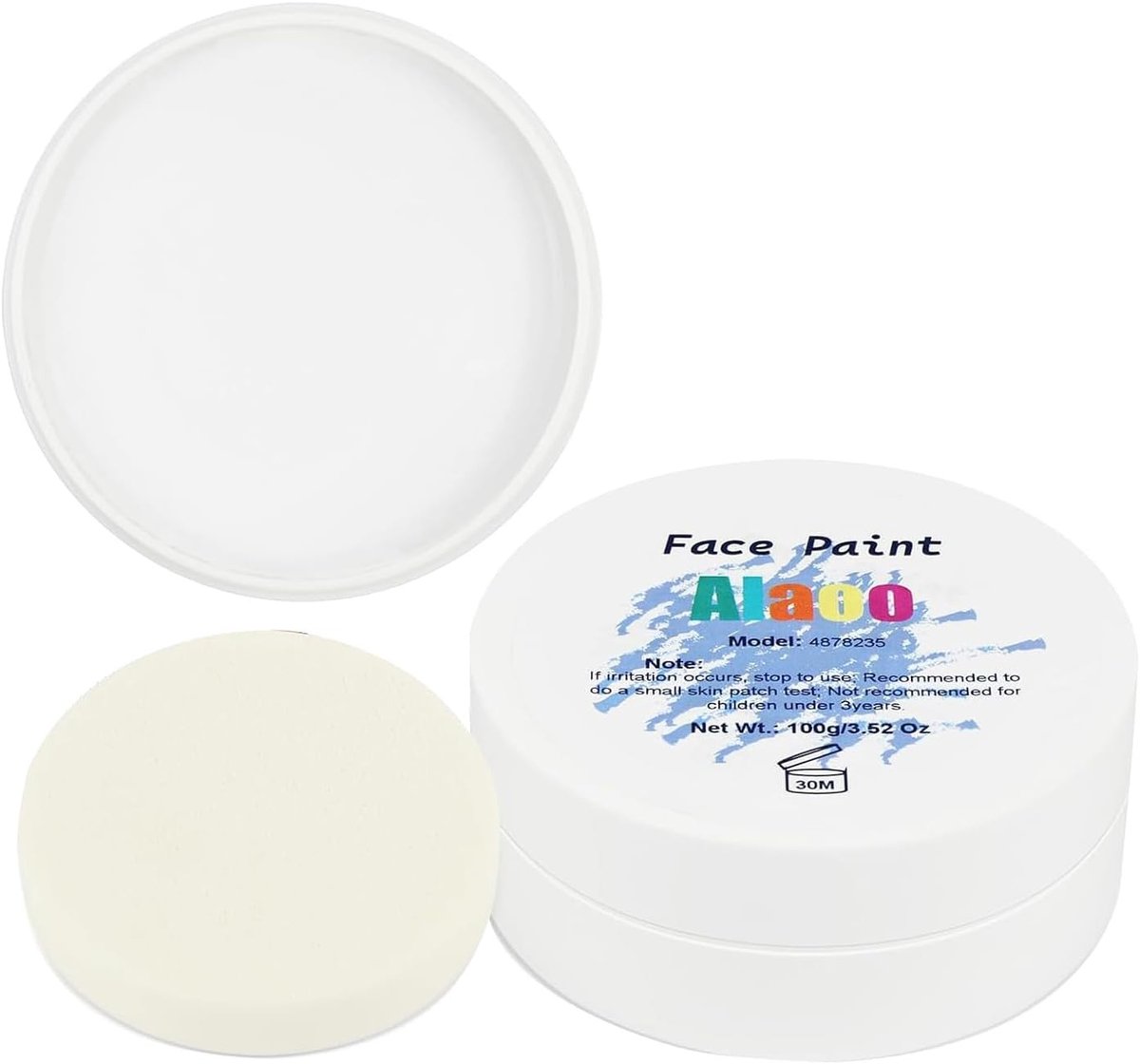 Kleurige Waterverf voor Make-up, 100 g Geschikt voor Gezicht en Lichaam, Wit, Creatieve Verf voor Feestjes en Evenementen