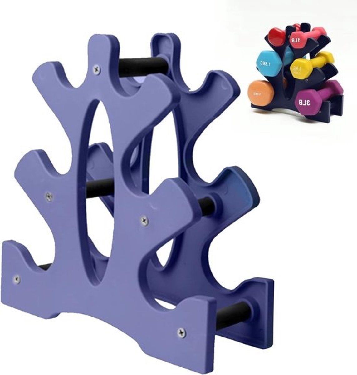 Compact dumbbellrek - Voor thuisgym - Opbergruimte voor dumbbells en gewichten - Duurzame dumbbellstand en organizer - Voor effectieve training