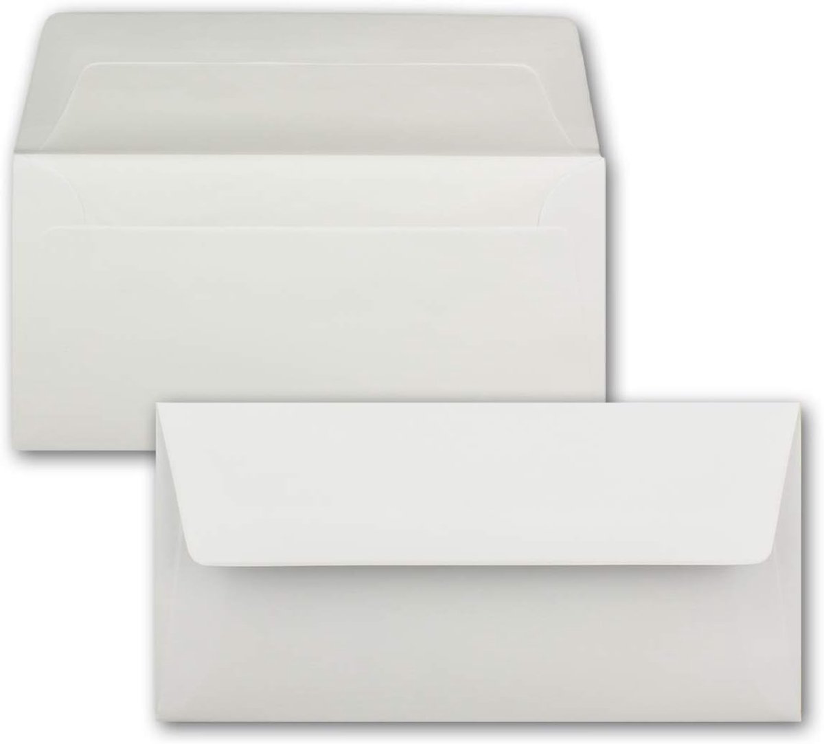 50 enveloppen wit - DIN lang - gevoerd met wit zijdepapier - 22 x 11 cm - nat lijmen, rechte klep - Ideaal voor uitnodigingen en groeten voor verjaardagen en Kerstmis