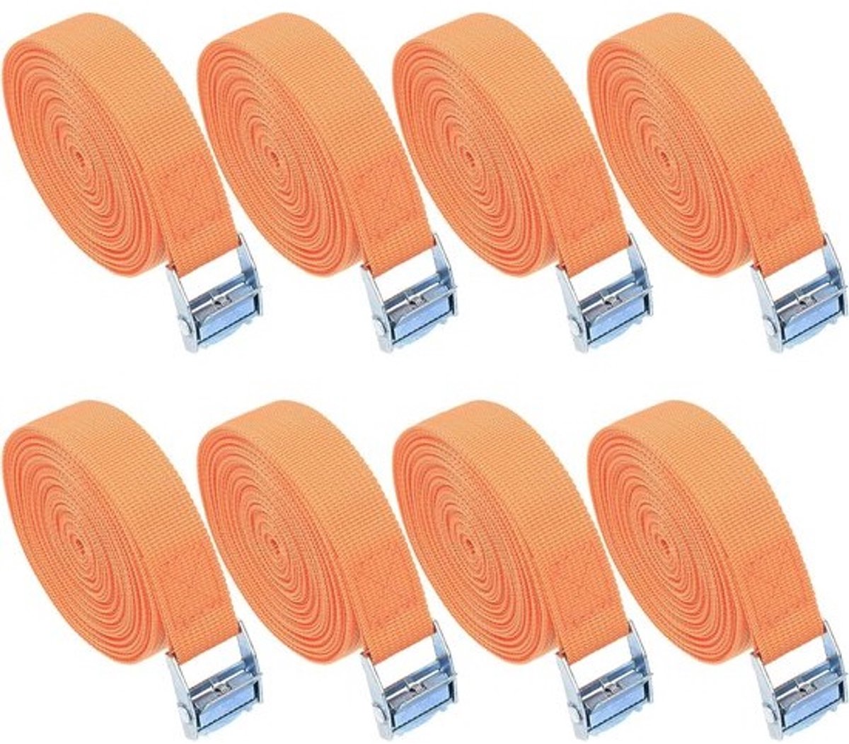 Spanbanden Set - Bevestigingsriemen - Bagage Vervoeren - Verstelbaar Ontwerp - 8 Stuks 2m - Oranje