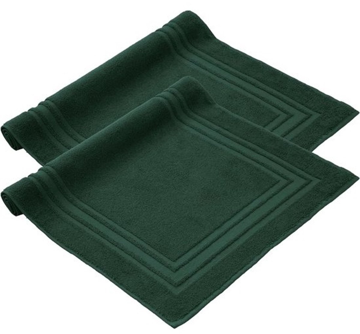 Badmatten - 2 stuks - Zachte en Absorberende Douchemat - Voor Badkamer - 50x70 cm - 100% Katoen - Donkergroen