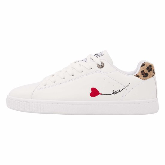 British Knights - Mist Dames sneakers laag - Maat 36 - Wit - Panterprint - Hart - Vrouwen schoenen