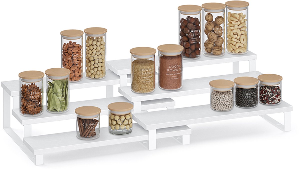 Keukenorganizer - Met Meerdere Niveaus - 2-Delige Set - Schneewit-wolkwit - 24 x 32 x 11,5 cm