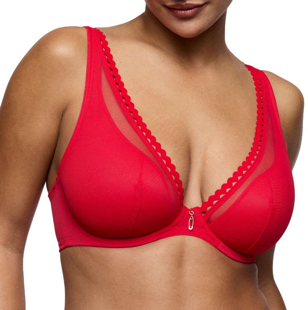 PrimaDonna Twist Wowgirl Plunge Bh Halve Mousse Cups 0142604 True Red - maat EU 65D / FR Rood
