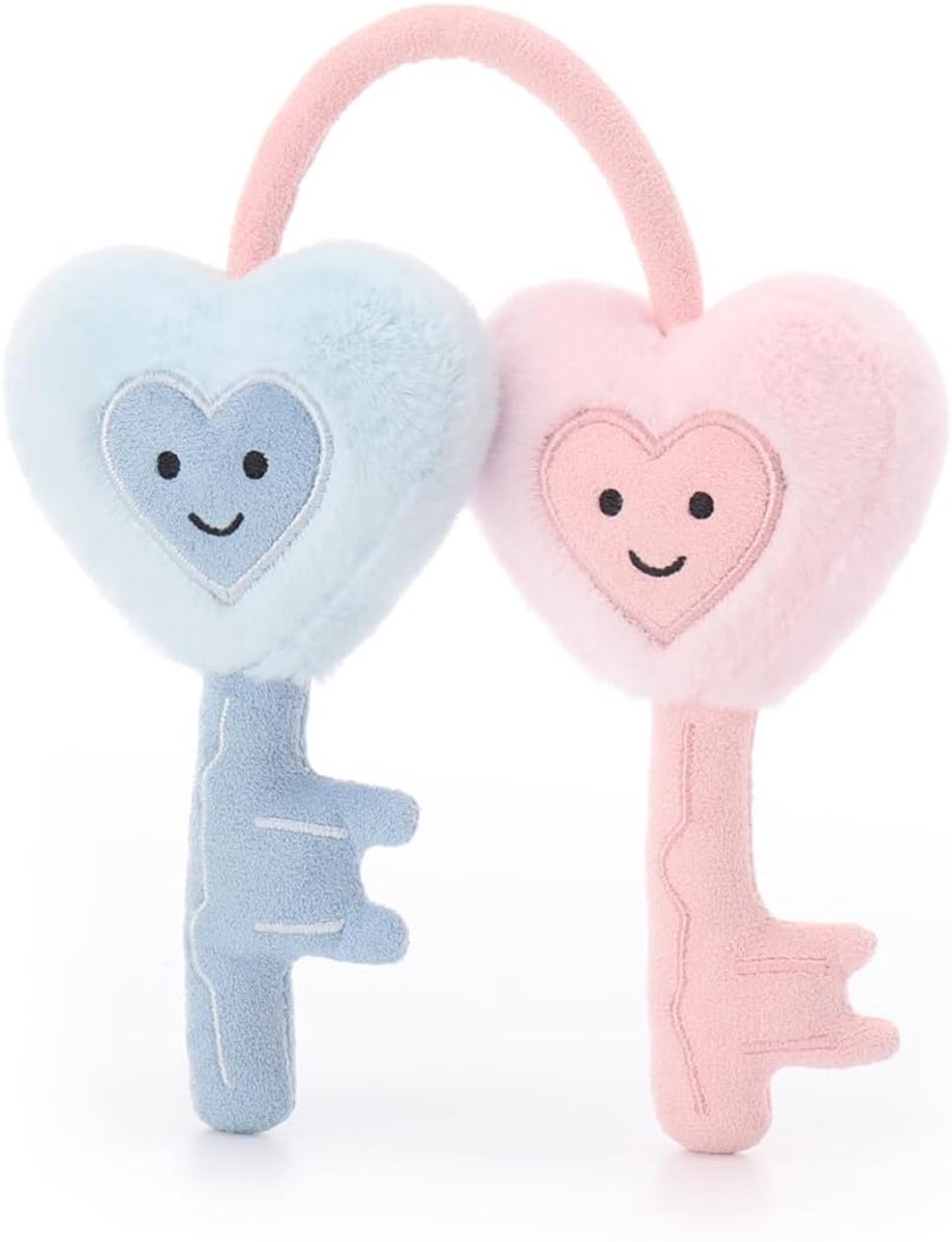 Lamb Hartsleutel Valentijnsdag pluche dieren voor kinderen, zacht schattig knuffeldier voor baby's, meisjes en jongens, roze en blauw, 12 cm