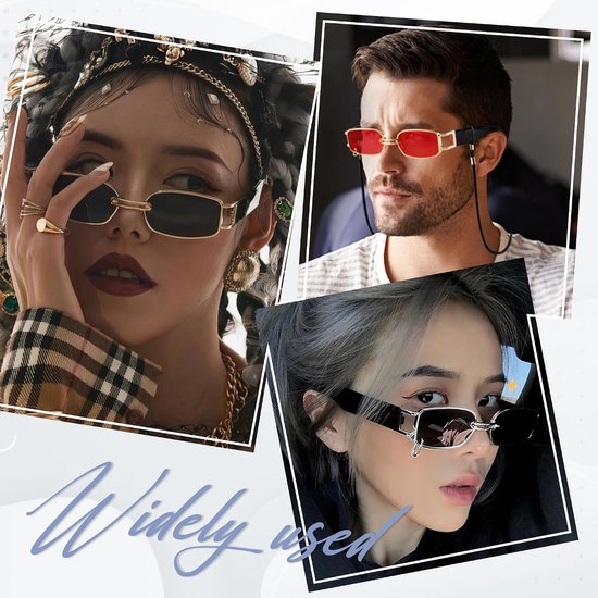 Rechthoekige Zonnebril voor Dames en Heren, Mode Kleine Hippie Zonnebril, Vintage Klassieke Metaal Frame Steampunk Zonnebril UV400 Bescherming — afbeelding 5