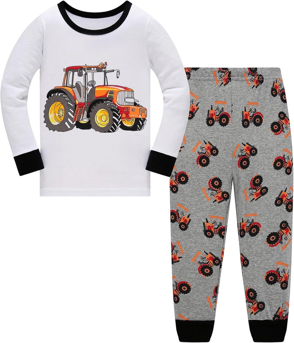Pyjama voor jongens, dinosaurus, lang, katoen, pyjamasets, tweedelig, voor kinderen en jongeren van 1-12 jaar