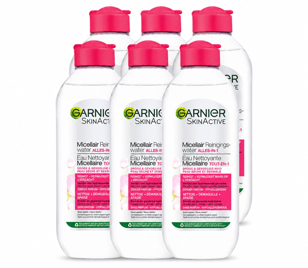 6 x Garnier - SkinActive - Micellair Reinigingswater - Droge & Gevoelige Huid - Hydraterend & Reinigend - 400 ml - Voordeelverpakking - 6 stuks