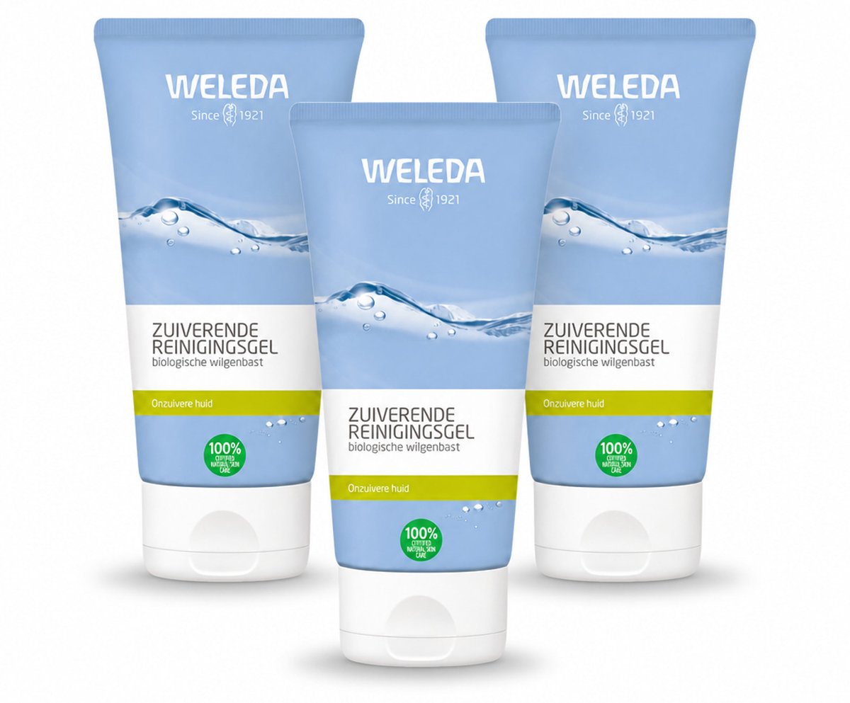3 x WELEDA - Reinigingsgel Zuiverend - Voor onzuivere huid - 100 ml - Voordeelverpakking - 3 stuks