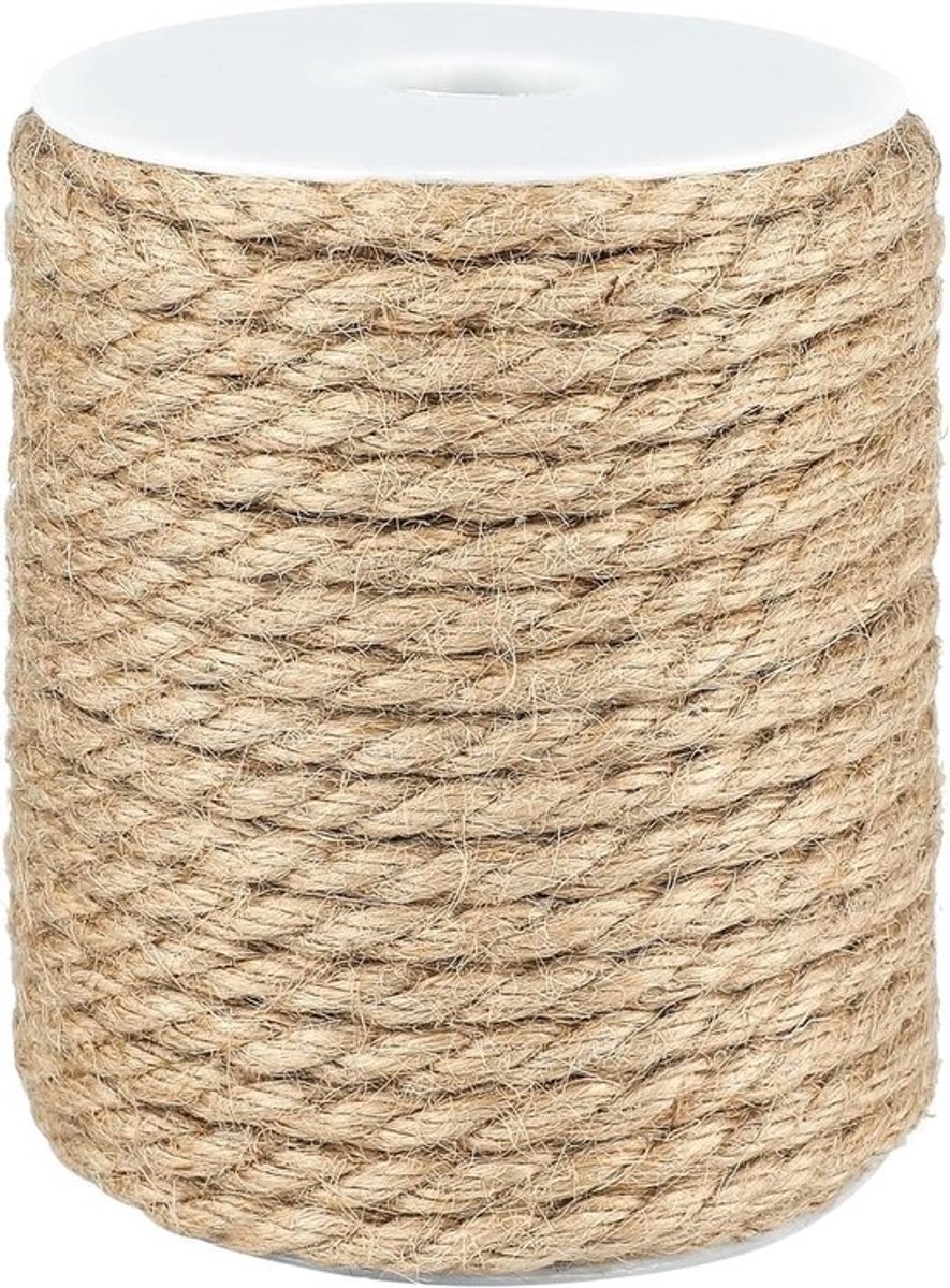 Allecto Plus - 8MM Dik Jute Hennep Touw 20M - Natuurlijk - DIY Kat Scratcher - Tuinieren & Decoratie