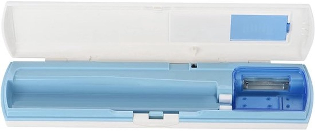 Tandenborstelsterilisator - Reisetui - Hygiënisch opbergen - Desinfectie met UV-licht - 21 cm - Blauw