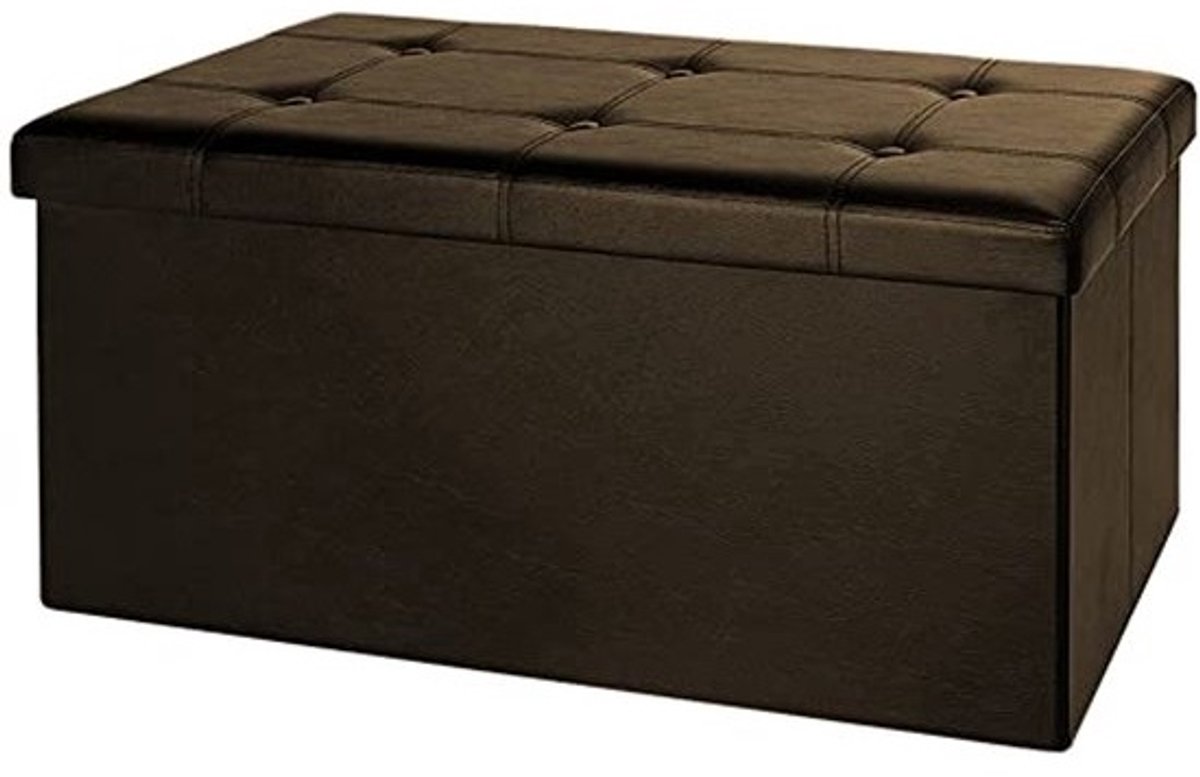 Moderne 2-in-1 Zitbank met Opbergruimte Klapbaar 80x38x38cm 100l Opbergbank Poef Voetenbank Bruin