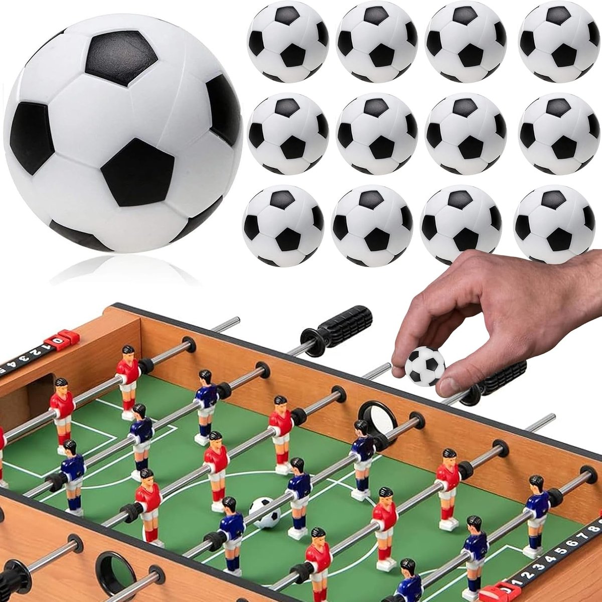 12 Stuks Tafelvoetbal Set, 36mm Mini Tafelvoetballen Voetballen Vervangende Ballen, Zwart-wit Spel Standaardformaat Tafelblad Spelbal Voor Indoor-wedstrijden Balletjes