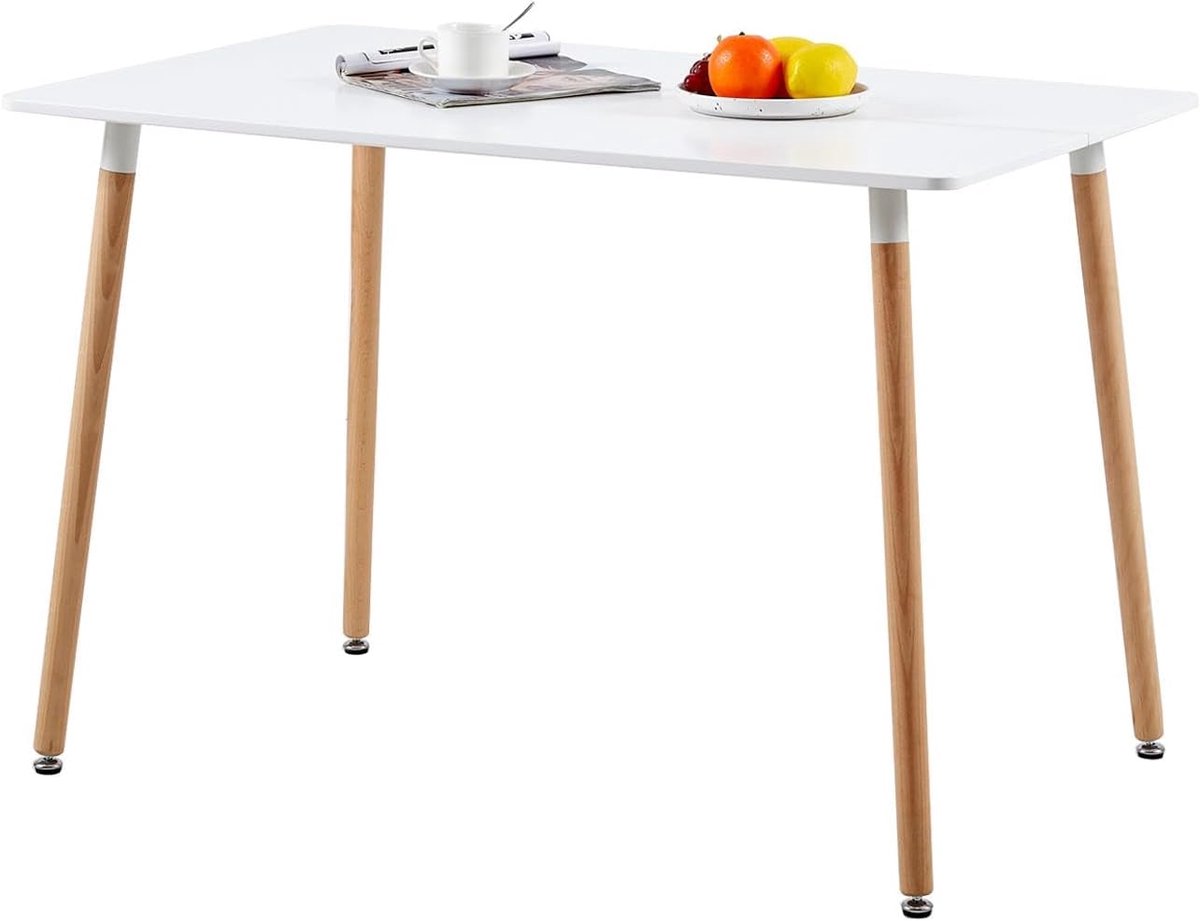 Eettafels voor keuken rechthoekige witte tafels met ruimtebesparend ontwerp, massief houten poten 43" x 27" MDF tafelblad 29 inch hoogte (4-6 personen)