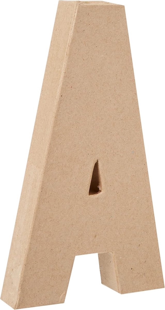 Papier-maché letter A, 20,5 cm, beige
