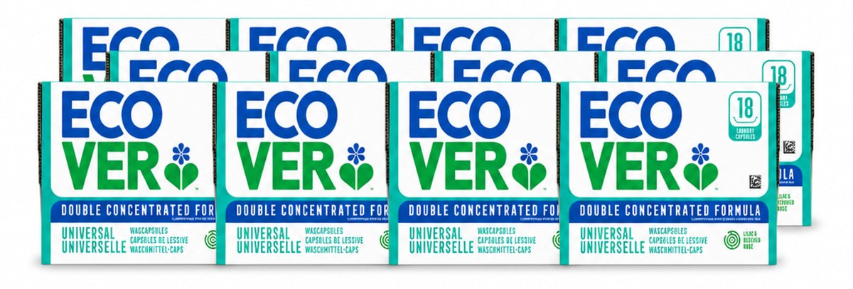 12 x Ecover - Wascapsules - Universal - Lilac & Rescued Rose - 18 Capsules - Voordeelverpakking - 12 stuks