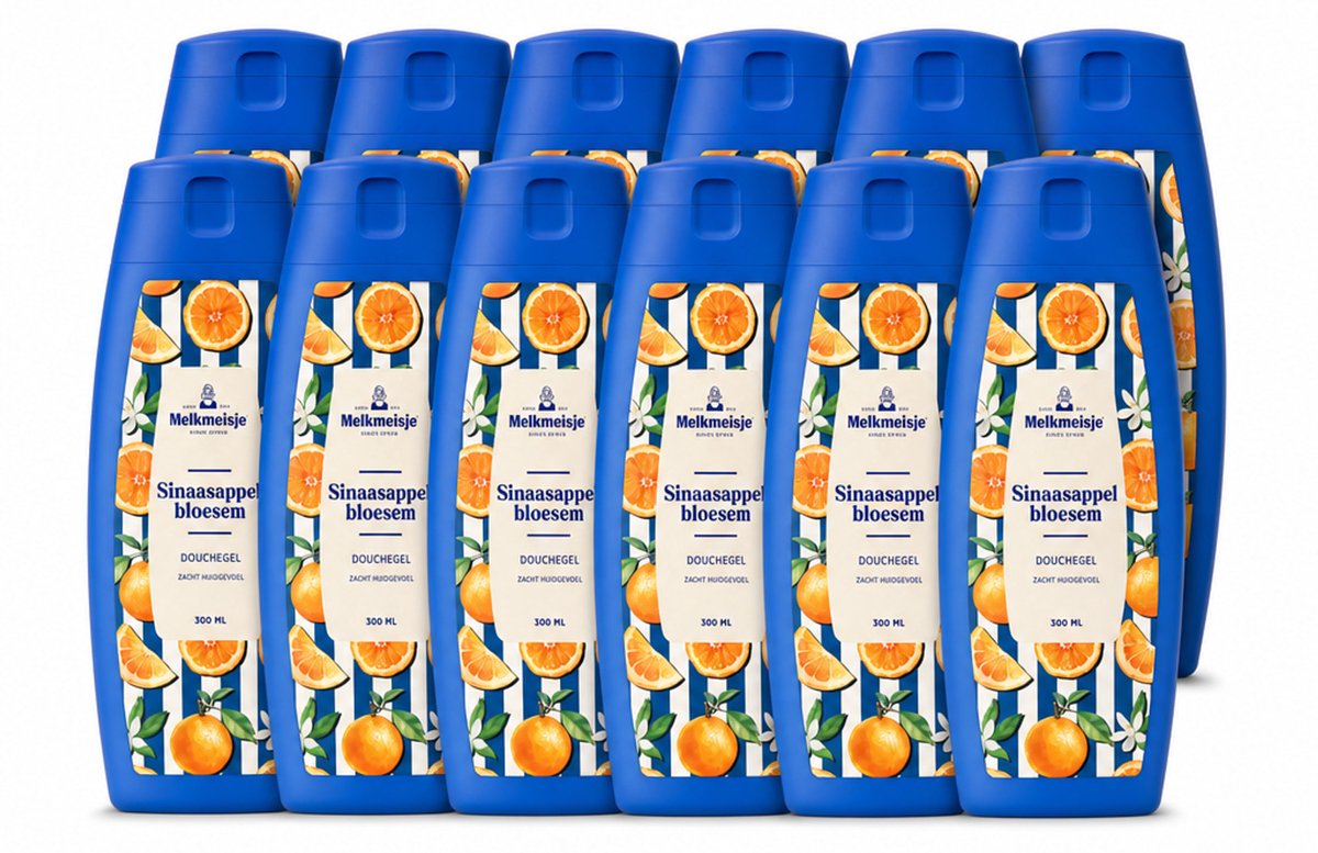 12 x Melkmeisje – Douchegel – Sinaasappelbloesem – 300 ml - Voordeelverpakking - 12 stuks