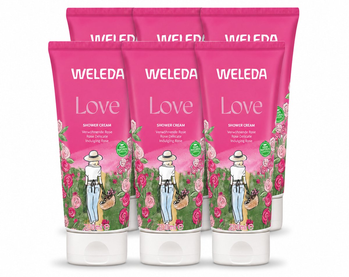 6 x WELEDA - Douchecrème Aroma Shower Love - 200 ml - Voordeelverpakking - 6 stuks