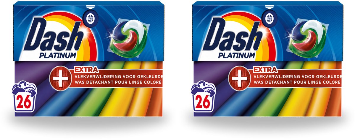 2 x Dash – Wasmiddelcapsules – 4in1 Pods + Extra Vlekverwijdering Color – 26 capsules - Bulkverpakking - 2 stuks