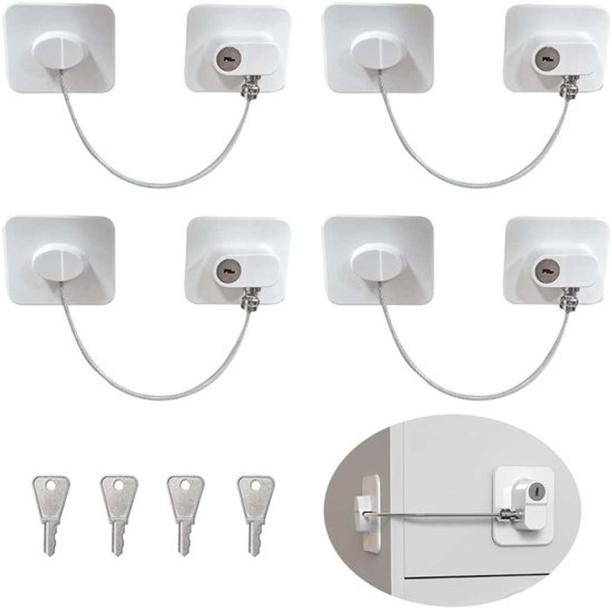 Solidchoice - Set van 4 Kinderveilige Kastsloten voor Veiligheid