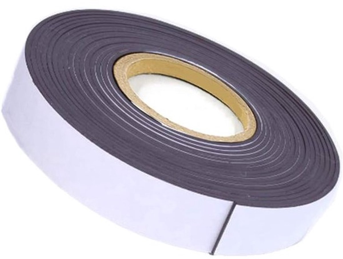 Zelfklevende magnetische tape 10 m x 2 cm x 1.5 mm, flexibele magnetische strip voor posters, kaarten en DIY-projecten, ideaal voor thuis en werkplaats