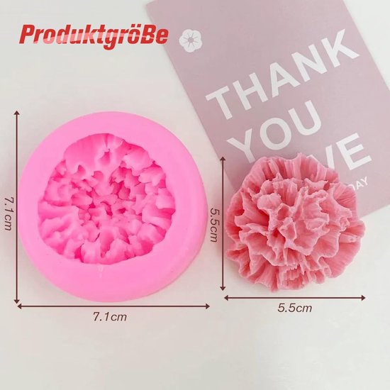 3 stuks kaarsvormen, siliconen, rozen, anjer, pioenroos, gietvormen, kaarsvormen om te gieten, bloemen, 3D (bloem roze) — afbeelding 5