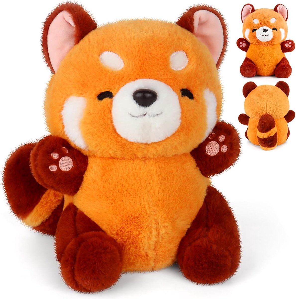 Panda knuffeldier, 23 cm, rode panda, pluche dier, knuffelig panda, pluche knuffeldier, panda, pluche poppenkussen, cadeau voor jongens en meisjes
