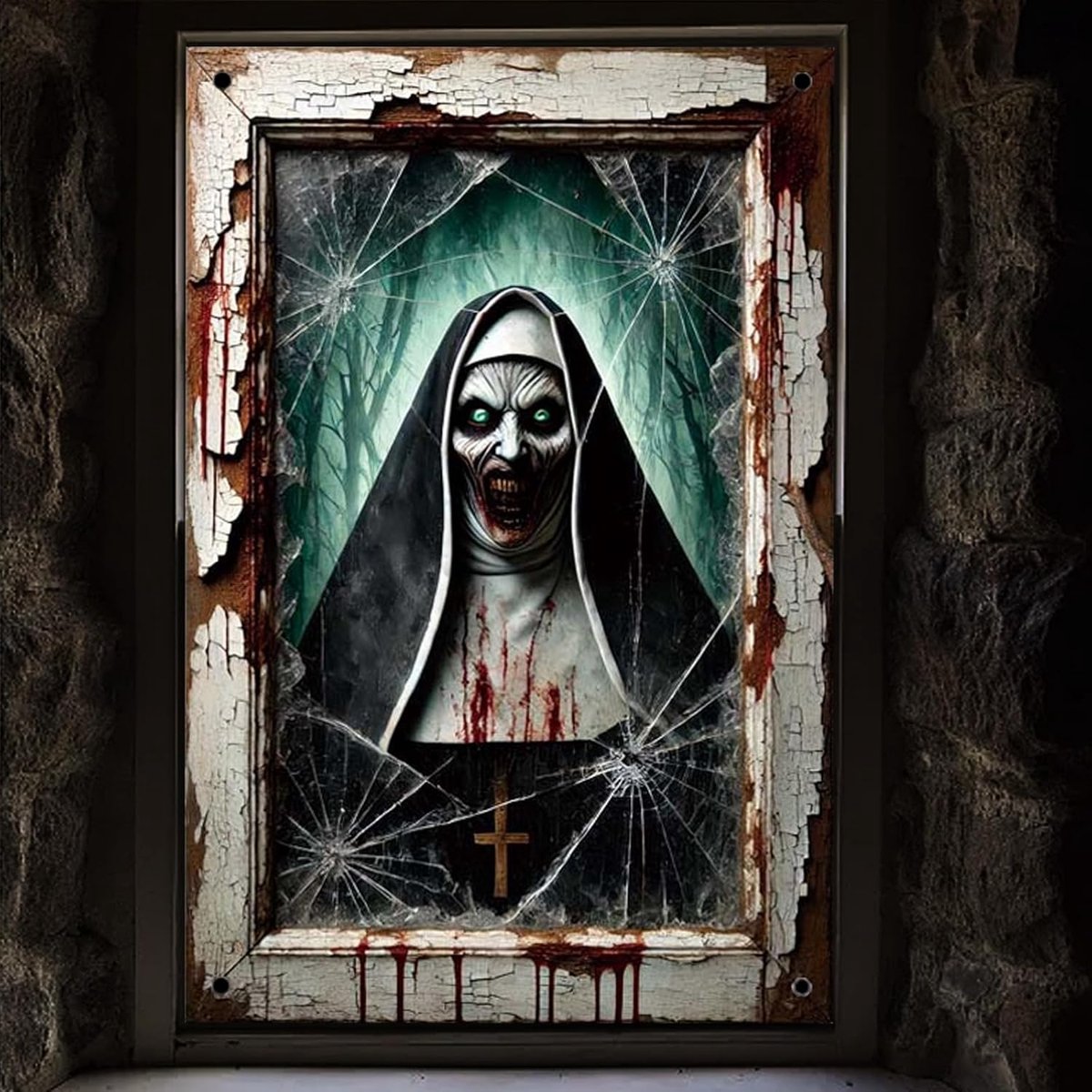 Raamafbeeldingen, horror raamdecoratie, griezelige decoratie, voor binnen en buiten, tuin en Halloween feesten, decoratie, raamdecoratie (120 x 80 cm)