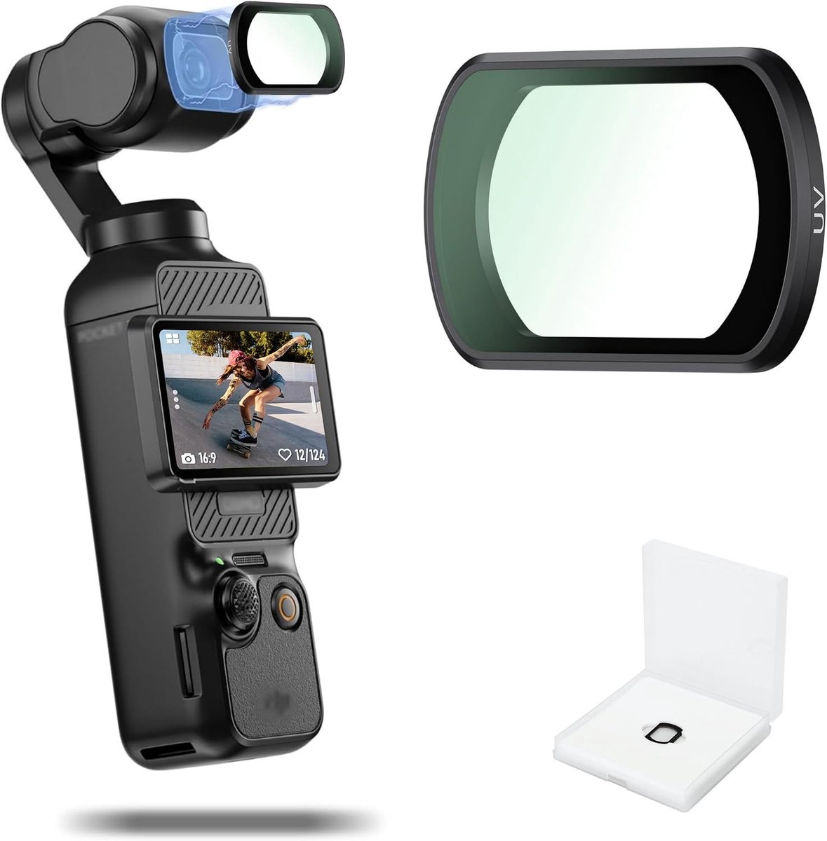 UV-filter voor DJI Osmo Pocket 3 Creator Combo, Lichtgewicht Lens Bescherm Filter met Veeg voor Pocket3, Ultra Slim Frame HD Optisch & Multi Gecoat met Veeg